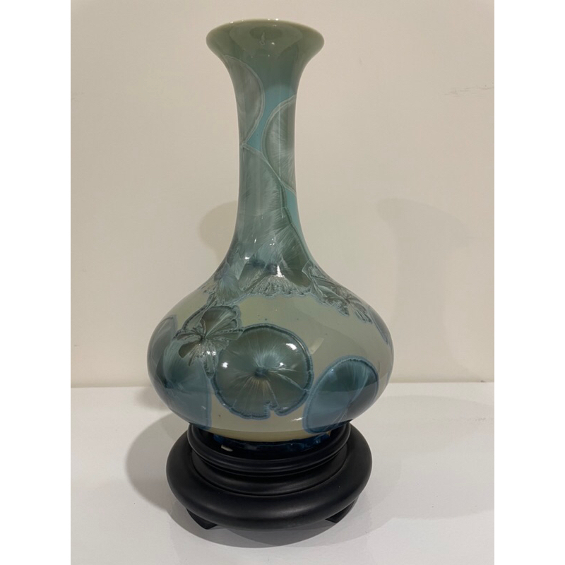 結晶釉 花瓶 擺件 青色 藍色 長頸花器 結晶釉花瓶 裝飾花瓶