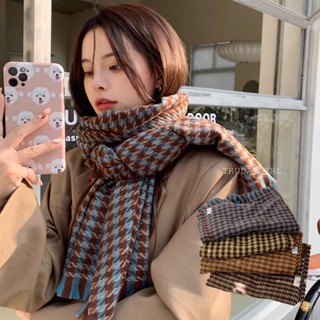 《杜達女孩》高階感千鳥格配色圍巾 質感紡羊絨圍巾 格子圍巾 格紋圍巾 女 保暖圍巾 千鳥格圍巾 女裝配件 圍巾 流蘇圍巾