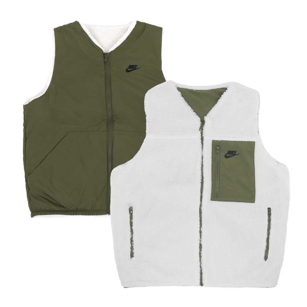 S.G NIKE Club Vest DQ4879-133 男款 軍綠 白 羊羔絨 雙面穿 寬鬆 無袖 背心 外套
