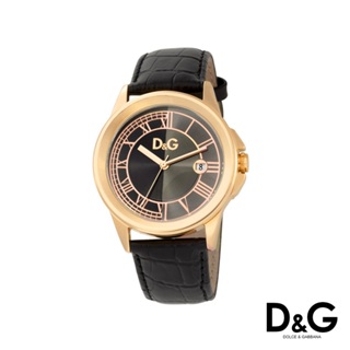 【D&G】策馬特經典女士黑色皮革石英腕錶(金色)_W-DG-001-2