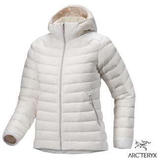 【ARCTERYX 始祖鳥】女 保暖防風防潑 連帽鵝絨外套 Cerium 羽絨外套 雪衣/絹絲白 X000007162