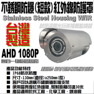 臺灣製造【可訂製各種攝影機規格】防爆攝影機 AHD 1080P 四合一(沒有充氮氣) 就是這個光玩美推薦監視器