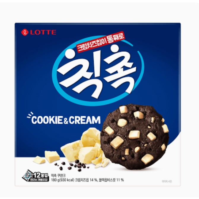 [預購]韓國 Lotte 巧克力豆曲奇餅(整塊奶油起司風味) 180g