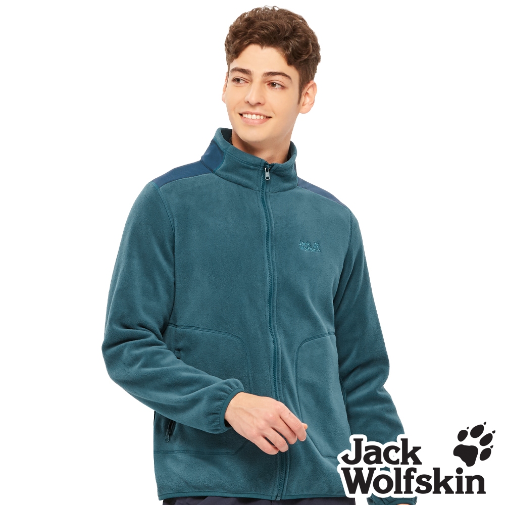 【Jack wolfskin飛狼】 男 拼接設計立領刷毛保暖外套 『松石藍』