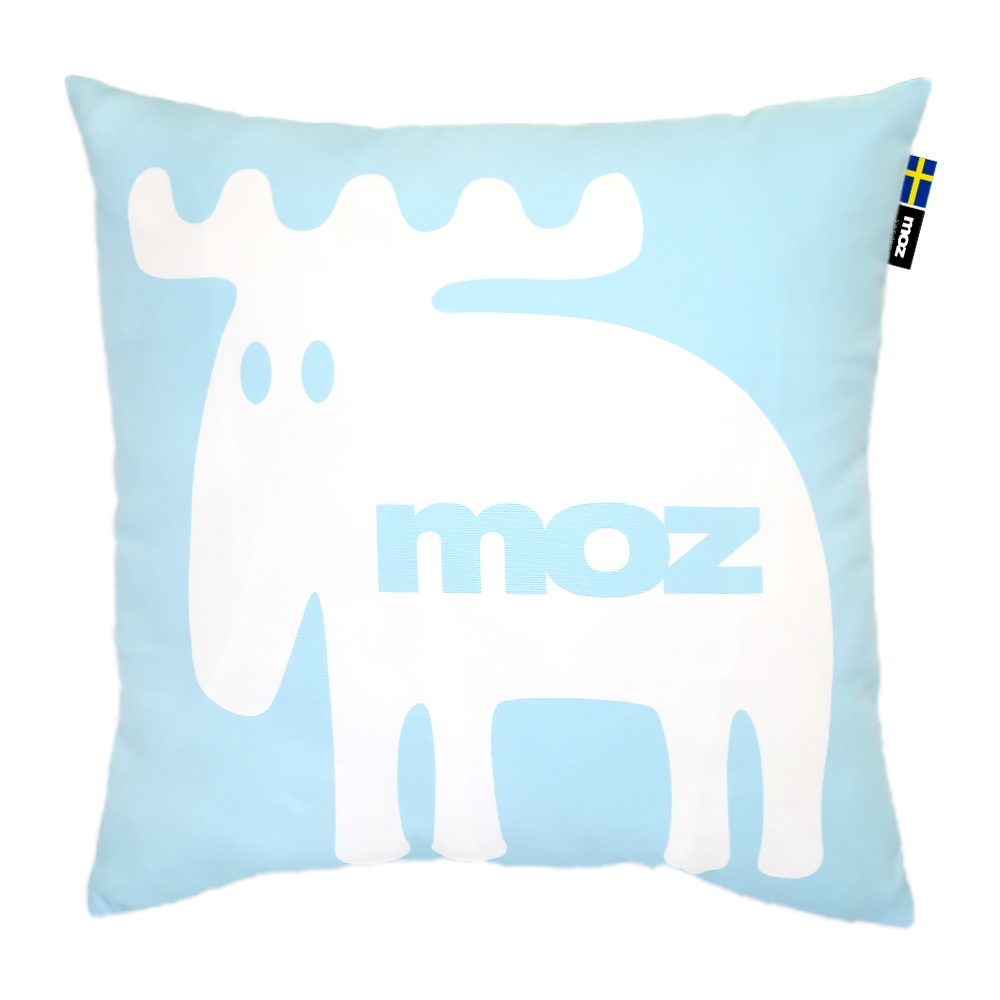 moz 瑞典 北歐風 雙面抱枕套 (經典LOGO-天空藍) 45cm