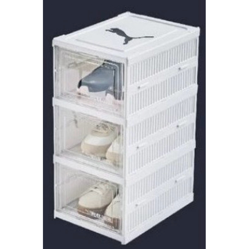 Puma 白色折疊收納鞋櫃（三層）