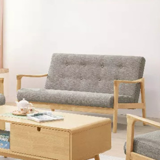 【新荷傢俱工場】☆25Y 241☆ (胡桃 /原木) 北歐復古實木 兩人座沙發 雙人沙發 黑皮沙發 灰布沙發 實木沙發