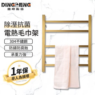 【鼎峰衛浴】電熱毛巾架 發熱架 毛巾收納架 拉絲金電 加熱毛巾架 浴室衛浴掛件置物架 加熱架 烘乾架 烘衣機 110V