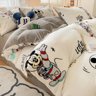 卡通迪士尼雙面加厚牛奶絨床包四件組 床單 單人/雙人床包 卡通床包 保暖鎖溫床包 被套+床包+枕套 四件套