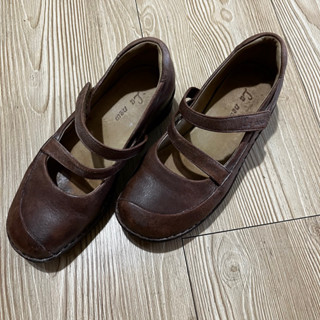 la new 女鞋 鞋帶魔鬼氈 穿脫方便 23～23.5 咖啡色真皮氣墊鞋 上班、休閒 好穿好走（歡迎聊聊）