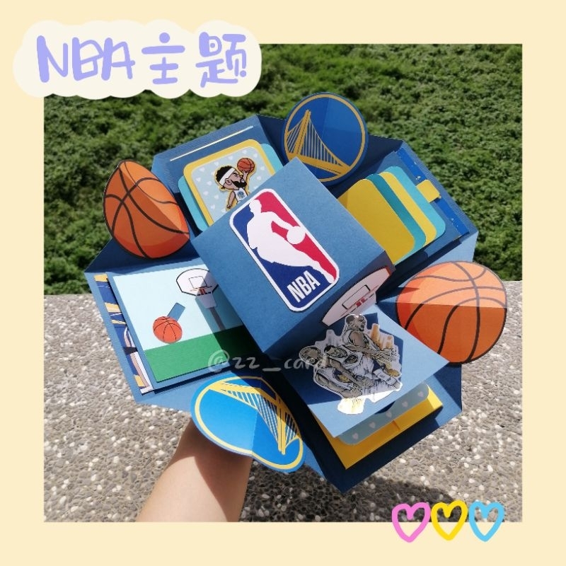 『NBA系列籃球主題』DIY爆炸盒 手作卡片 生日卡片 情人節卡片 送男女朋友禮物 創意禮物 卡片機關