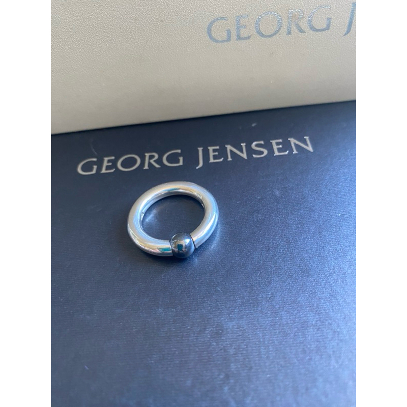 Georg Jensen喬治傑生GJ HaH 丹麥製 絕版 灰鐵石銀戒