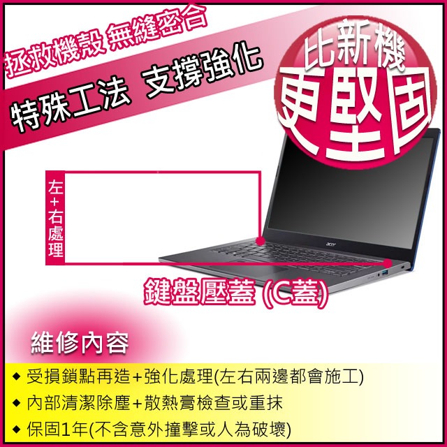 【大新北筆電】Acer A515-53 54 54G 55 55G 55T外機殼蓋主機鍵盤上框蓋C殼C蓋殼內轉軸鎖點維修