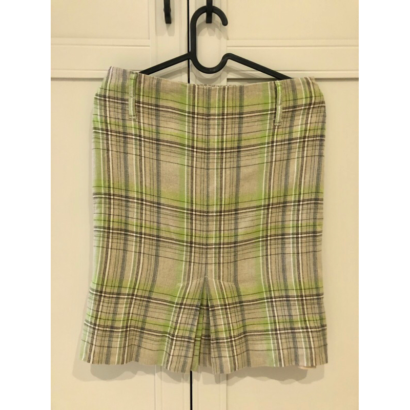 清衣櫃-二手Mango綠色格紋窄裙34號