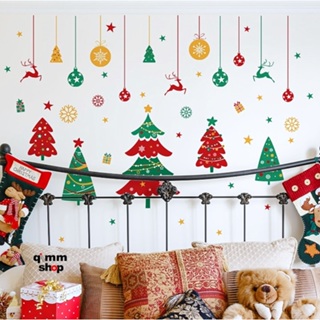 【Qimm shop】現貨✰聖誕樹鈴鐺雪花手繪牆貼 聖誕樹貼紙 聖誕節壁貼 客廳房間店面聖誕裝飾 聖誕樹裝飾