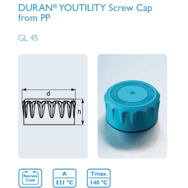 SCHOTT YOUTILITY GL45  血清瓶 瓶蓋  蓋子 YOUTILITY 蓋子 易拿型蓋子 DURAN