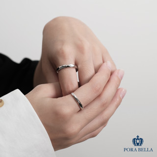 <Porabella>新款925純銀黑白配菱形情侶對戒 韓版指環 情人節禮物 可調開口式對戒 告白禮物 RINGS