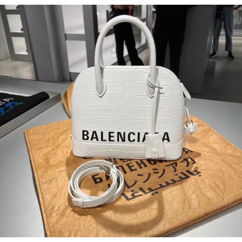 Balenciaga 550645 Ville S 鱷魚紋小牛皮兩用包 白色《佳節年終折扣》