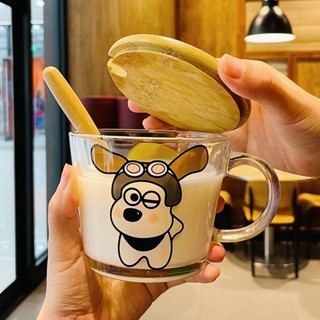 🇹🇼出貨咖啡杯 玻璃杯 泡咖啡杯 牛奶杯 可愛辦公室家用帶把手便攜咖啡杯