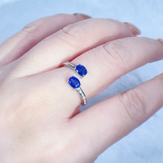 《Always9168輕奢珠寶》 斯里蘭卡天然藍寶石戒指雙主石共一克拉皇家藍火彩好顏色濃郁