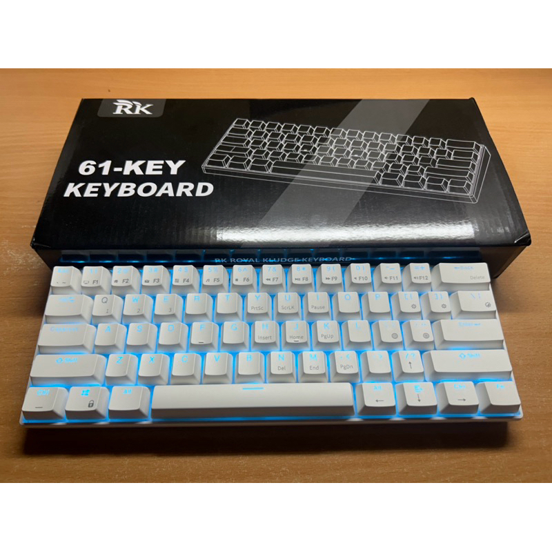 二手RK61 三模機械鍵盤 61鍵 茶軸 冰藍光 桃子大日文鍵帽