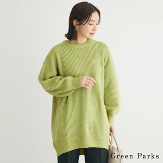 Green Parks 混色羅紋針織落肩長版上衣(6A37L2G0100)