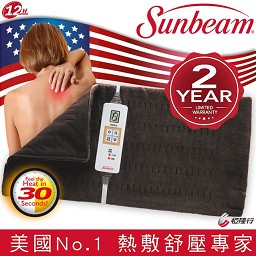 福利品◎ 開發票恆隆行登錄有保固 ◎ 美國 Sunbeam 瞬熱保暖墊 (核桃色)