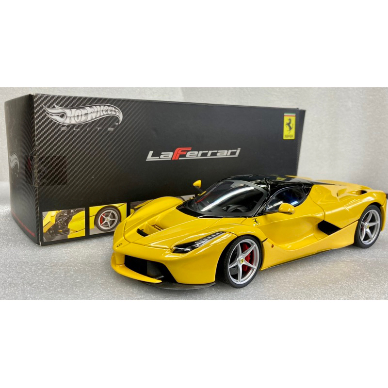 風火輪 Hot wheels Elite 1/18 Ferrari 法拉利 Laferrari 黃色 模型車 車況不完美