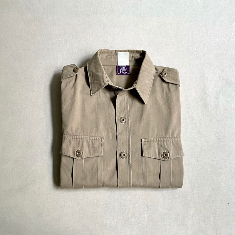 美國製造 90s Gung Ho Safari Jacket 厚磅純棉斜紋布 四口袋獵裝 工作外套 vintage 古著
