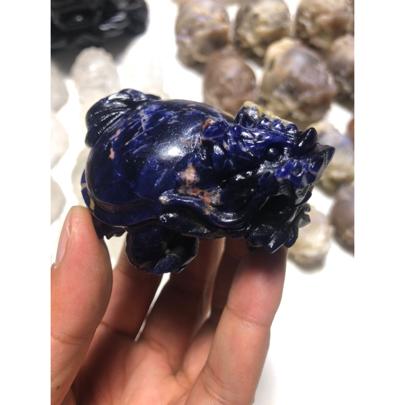 純天然水晶原石藍紋石龍龜