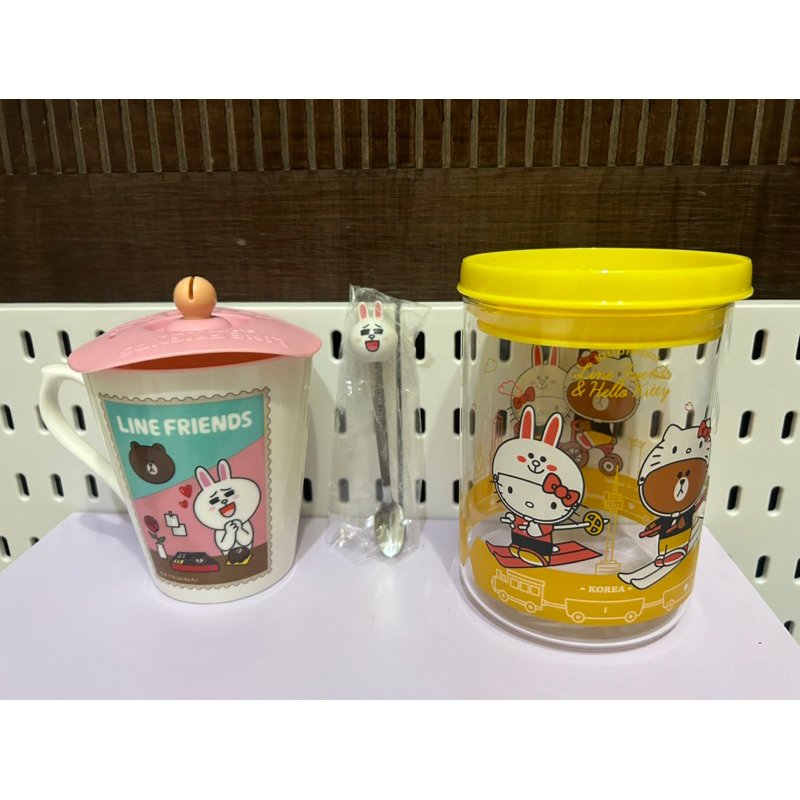 LINE可收納攪拌棒馬克蓋組+ Hello Kitty聯名造型設耐熱玻璃罐