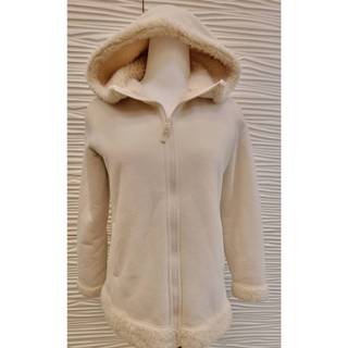 #二手現貨uniqlo兒童米白色刷毛連帽外套140cm (男/女皆可)
