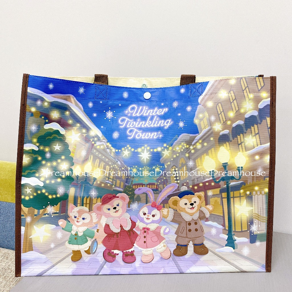 東京迪士尼 2022 冬季 聖誕節 達菲 雪莉玫 玲娜貝爾 史黛拉兔 雙面圖案 購物袋 手提袋 提袋 環保袋