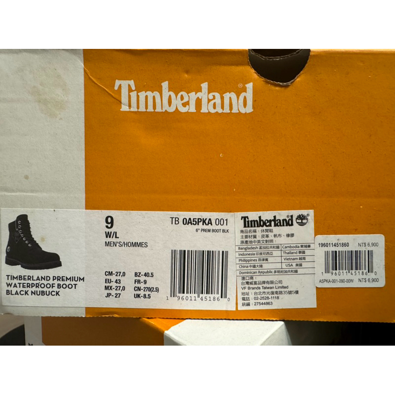 Timberland 男款黑色磨砂革進階防水6吋靴 A5PKA001  9.9成新二手！甩賣！因為我只穿一次！無法駕馭！