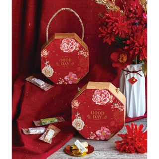 ☆╮Jessice 雜貨小鋪 ╭☆八角盒 迎花慶 手提 禮盒 包裝用品 可裝 糖果/牛軋糖紙盒 空盒 10入$190