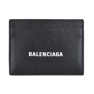 BALENCIAGA巴黎世家 字母LOGO荔枝紋小牛皮4卡卡片夾(黑)
