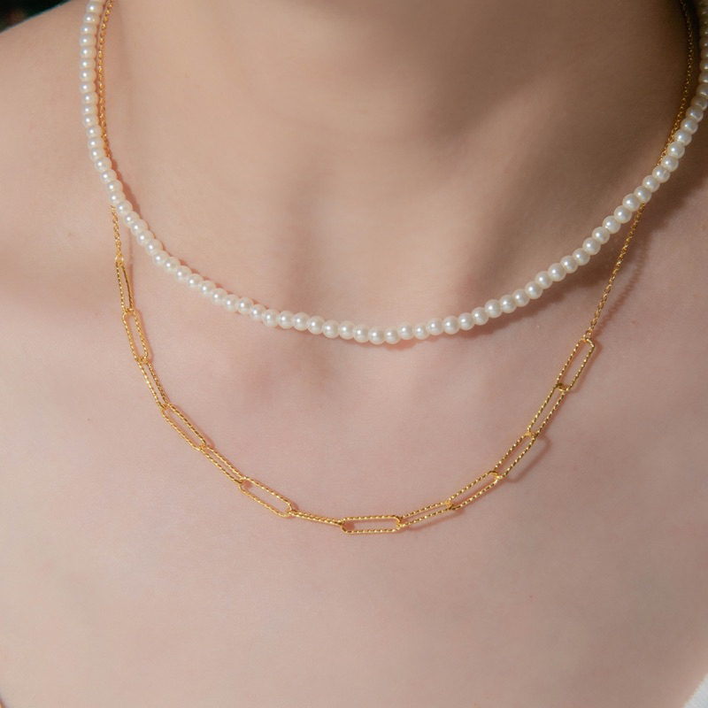 藏寶箱金飾 9999黃金純金 方型choker套鍊 珍珠 雙層設計感 項鍊 鎖骨鏈