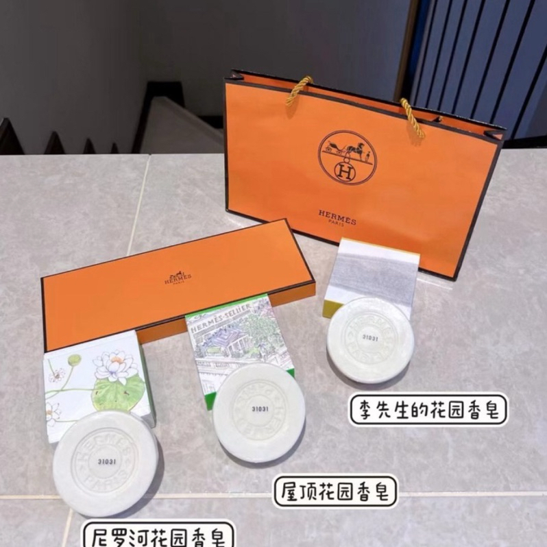 現貨+預購/附禮盒紙袋 Hermes 愛馬仕 花園系列 沐浴香皂3件組 禮盒 送禮