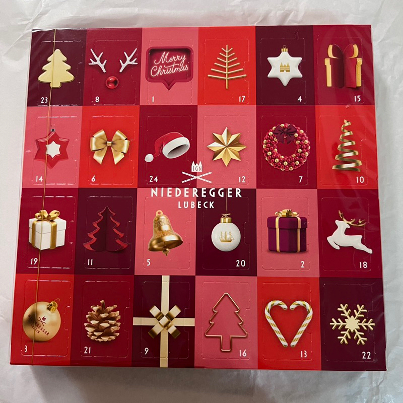 最後特價⭐️德國NIEDEREGGER 杏仁糖黑巧克力聖誕倒數月曆 降臨曆 聖誕節禮物（贈TWININGS茶包2包）
