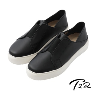 【T2R】特價出清-真皮手工時尚簡約懶人鞋-黑-5220-1821