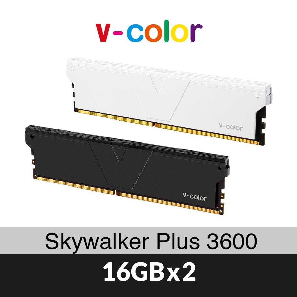 v-color全何 Skywalker Plus系列 DDR4 3600 32G(16GX2) 桌上型超頻記憶體 黑/白