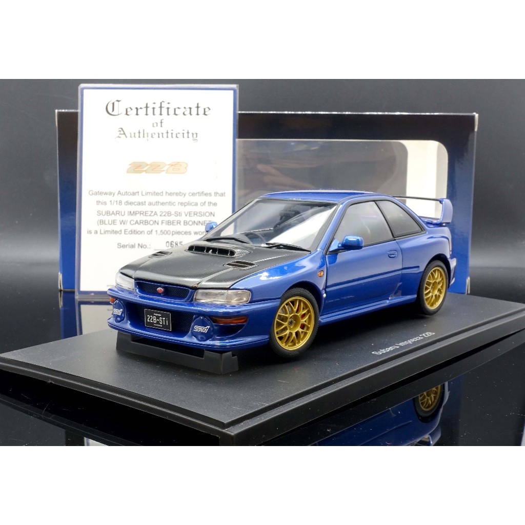 【MASH】  Autoart 1/18 Subaru Impreza 22B 藍 碳纖維 78603