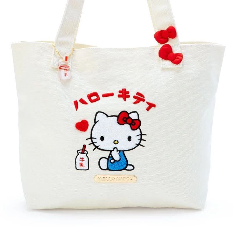 Hello Kitty可愛刺繡帆布包 手提包 肩背包 滿版Kitty 購物袋 托特包 不含吊飾