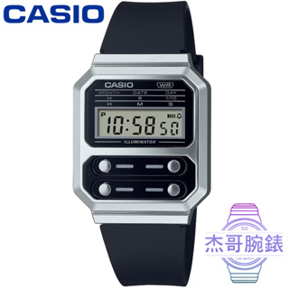 【杰哥腕錶】CASIO 卡西歐懷舊復古電子膠帶錶-黑 / A100WEF-1A (台灣公司貨)