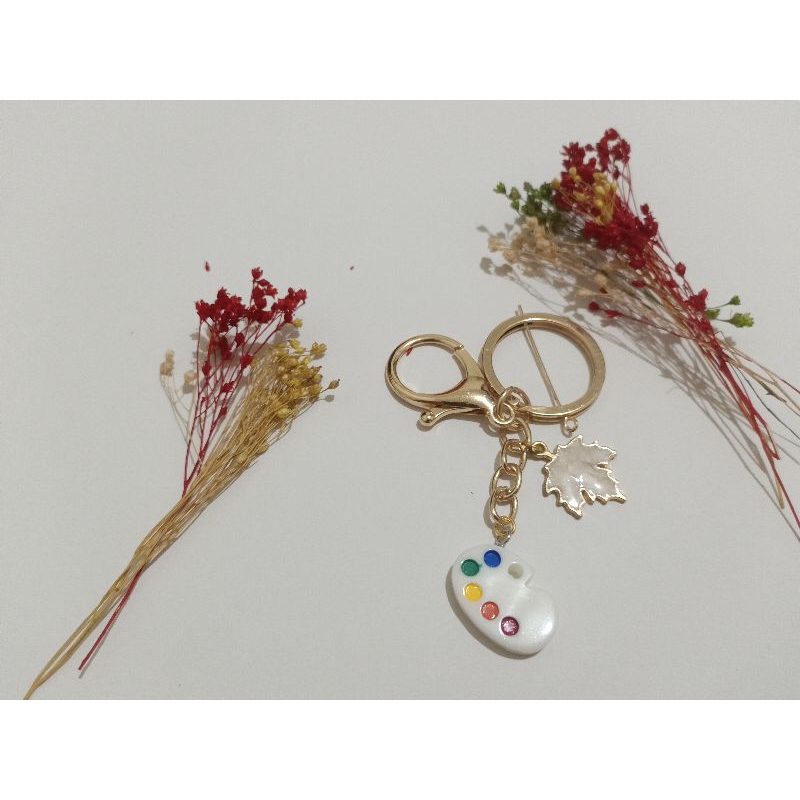 水彩盤+楓葉/龍蝦扣鑰匙圈/吊飾