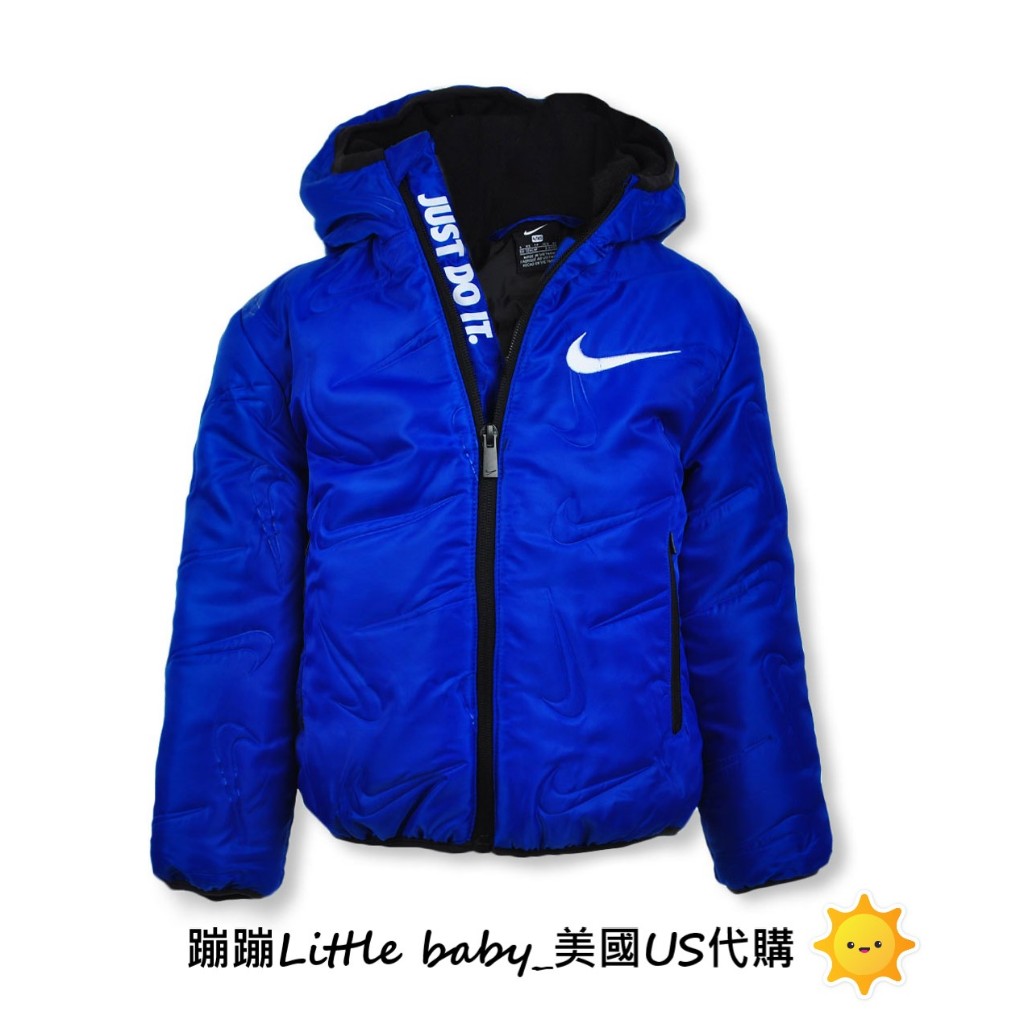 ★ 現貨3歲 ★ NIKE 嬰兒男女童美國代購-連帽外套 藍/防水/內裡絨毛/NIKE壓紋