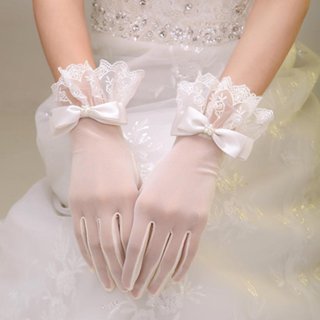 蕾絲花邊蝴蝶結手套 婚紗禮服 新娘手套 Sandy Baby 飾品選物