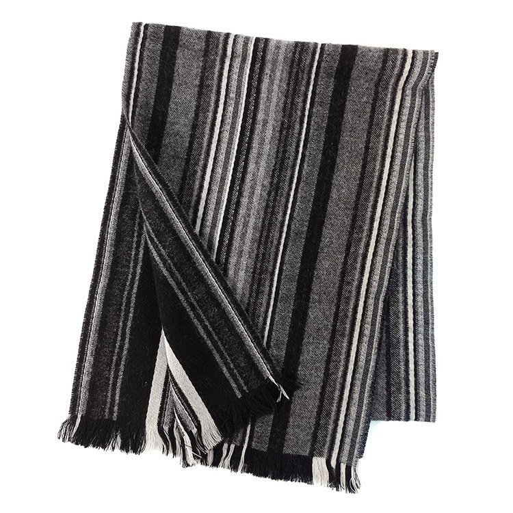 GINZA U條紋配色羊毛圍巾(灰黑)359999