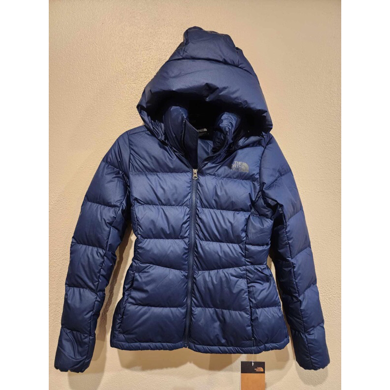 The north face_北臉 深藍色抓腰身超保暖羽絨外套