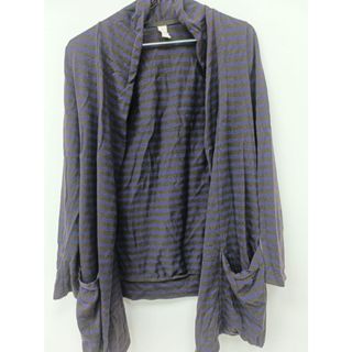 【by 3】 紫棕條紋長袖小外套